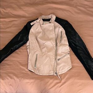 Gianni Bini Black and Cream Leather Jacket